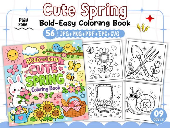 Bold and Easy Cute Spring Coloring Pages