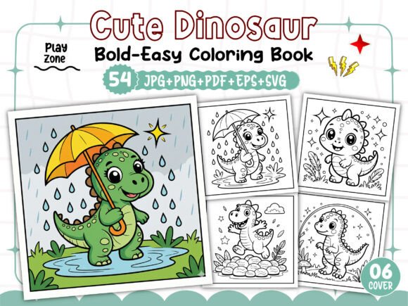 Bold Easy Cute Dinosaur Coloring Pages