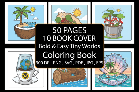 Bold Easy Tiny Worlds Coloring Book