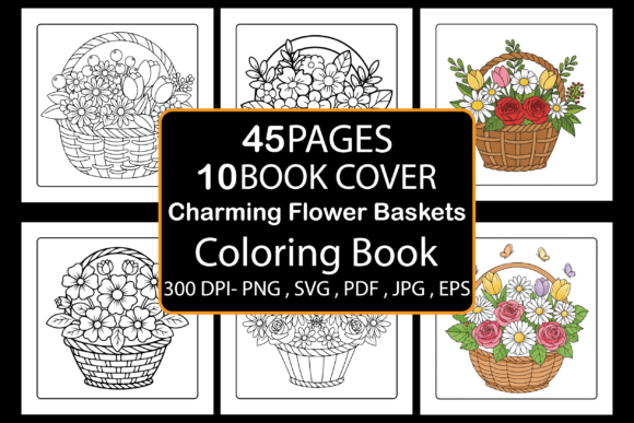 Charming Flower Baskets Coloring Book
