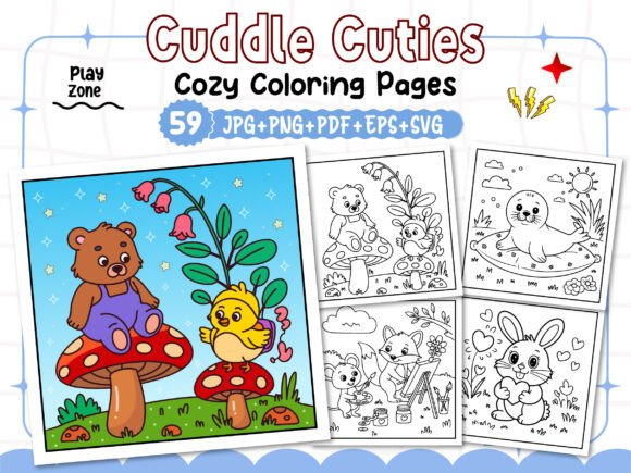 Cuddle Cuties Cozy Coloring Pages