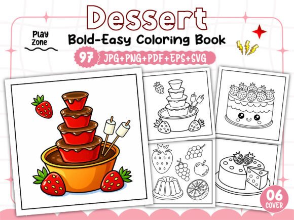 Dessert Bold and Easy Coloring Pages for Creative Fun