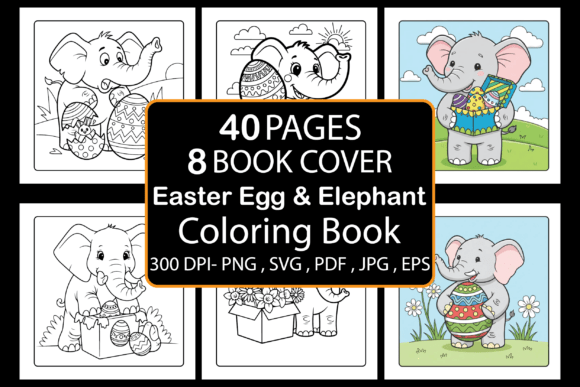 Easter Egg Elephant Coloring Book: A Creative KDP Interior for Adults and Kids
