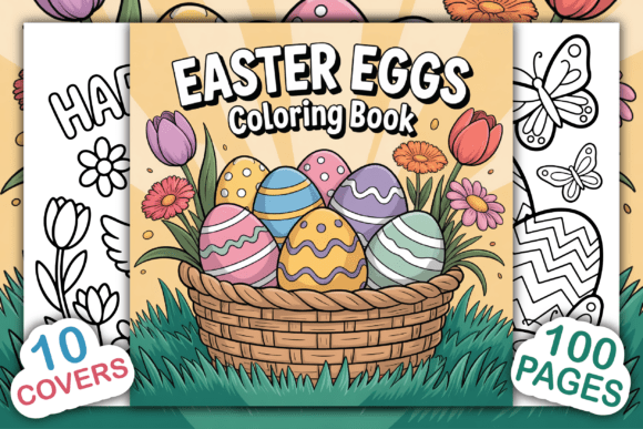 Easter Eggs Coloring Book Design Assets