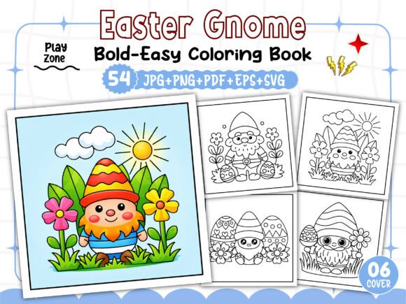 Easter Gnome Bold Easy Coloring Book: Build Your KDP Interior