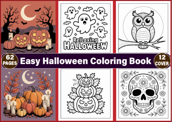 Easy Halloween Coloring Book for Adults