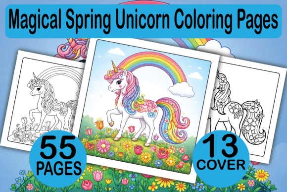 Magical Spring Unicorn Coloring Pages for Creators