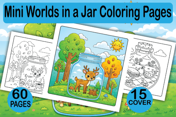Mini Worlds in a Jar Coloring Pages for Creative Projects