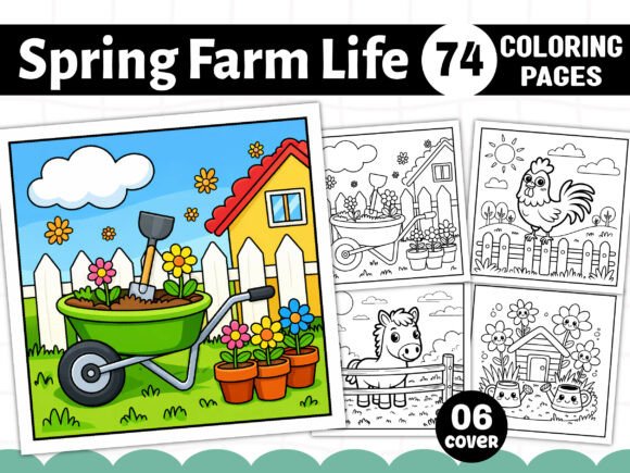 Spring Farm Life Coloring Book - Adults: A Versatile Resource for Creative Relaxation