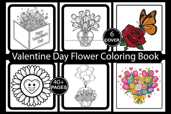 Valentine Day Flower Coloring Book
